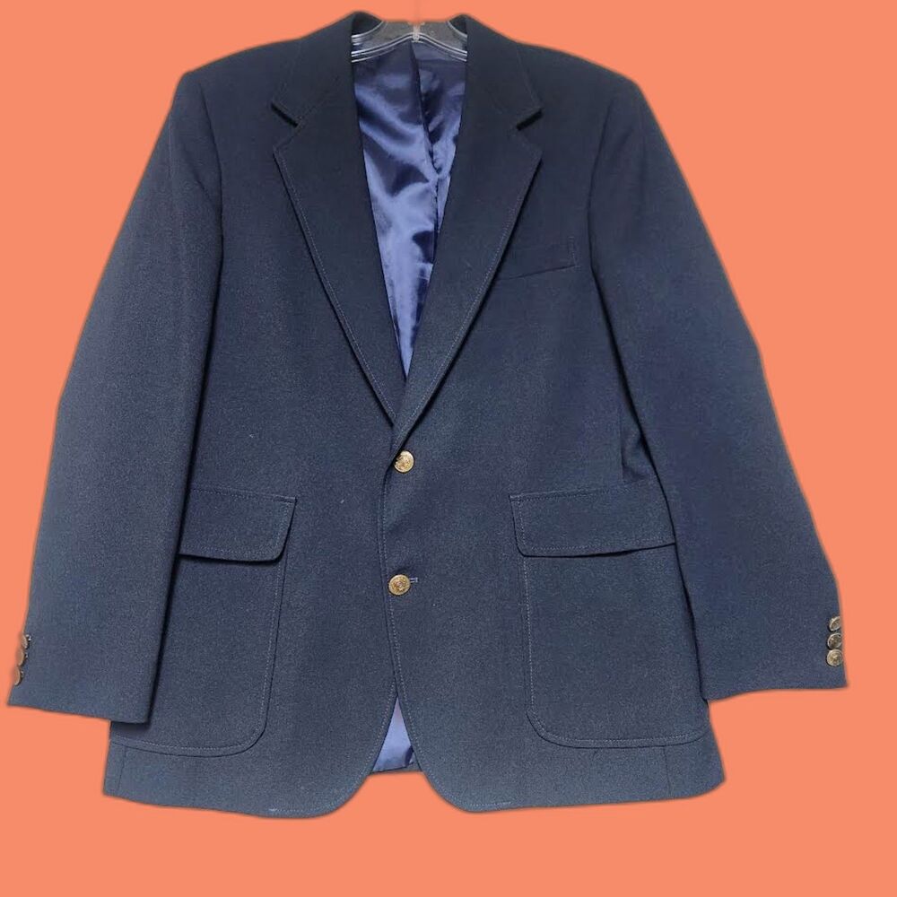 Haggar Men's Navy Sports Jacket Size 42S  Classic Preppy Business Going Out